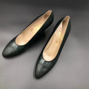 【匿名】ミハマ型押しブラウンパンプス★フェラガモYoshinoyaトラサルディ サンワ ダッシュV | Only Mac